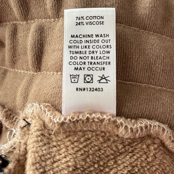 Cotton Citizen Tan Sweatpants with Velvet Stripe Trim Women's XL - Picture 8 of 9